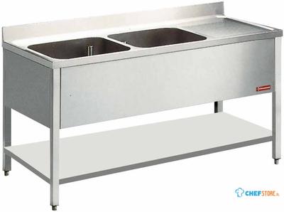 Diamond Spoeltafel met 2 Kuipen en 1 Druipvlak - L1621D-D 1