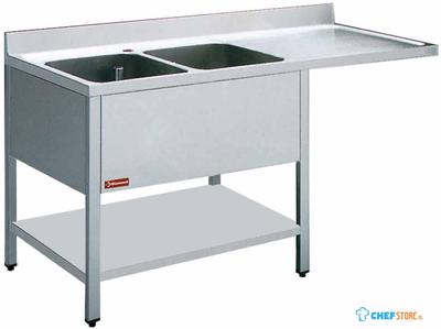 Diamond Spoeltafel met 2 Kuipen en 1 Druipvlak - L1621VD-D 1