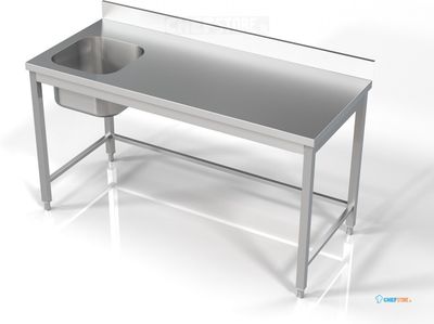 CombiSteel Spoeltafel - 1x Links - 160 cm breed x 70 cm diep - 7812.0620 1