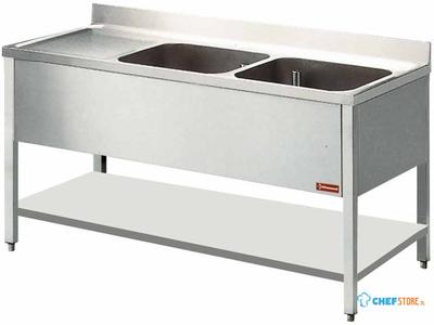 Diamond Spoeltafel met 2 Kuipen en 1 Druipvlak - L2021S-D 1