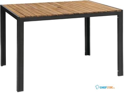 Bolero rechthoekige stalen en acaciahouten tafel 120x80cm | DS153