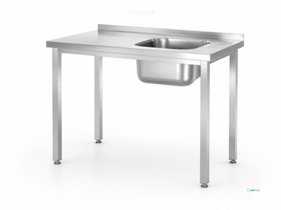 HENDI 816769 Spoeltafel, met bouten, , Kitchen Line, Spoelbak aan de rechterkant, 800x600x(H)850mm