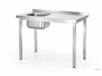 HENDI 816776 Spoeltafel, met bouten, , Kitchen Line, spoelbak aan de linkerkant, 800x600x(H)850mm