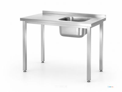 HENDI 816783 Spoeltafel, met bouten, , Kitchen Line, spoelbak aan de rechterkant, 1000x600x(H)850mm