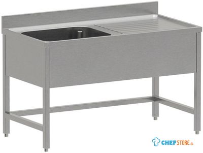 Diverso by Diamond WR-E1C1-DD2 RVS spoeltafel ECO met 1 kuip, afdruipblad rechts, zonder onderlegplank