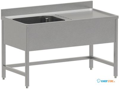 Diverso by Diamond WR-E1C1-DD2 RVS spoeltafel ECO met 1 kuip, afdruipblad rechts, zonder onderlegplank