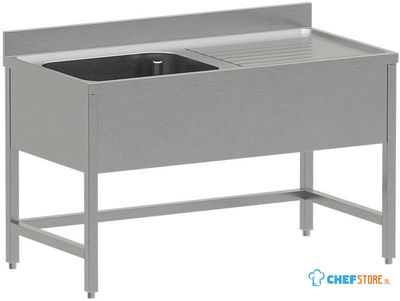 Diverso by Diamond WR-E1C1-DD4 RVS Spoeltafel ECO met 1 kuip en rechts druipvlak, zonder onderlegplank