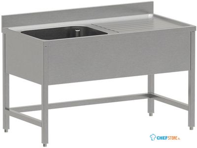 Diverso by Diamond WR-E1C1-DD4 RVS Spoeltafel ECO met 1 kuip en rechts druipvlak, zonder onderlegplank