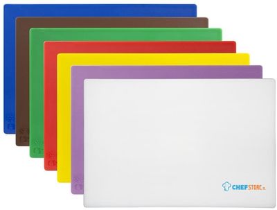 Hygiplas LDPE Snijplanken Set Met Rek (Set Van 7 - 10mm Hoog) - Hygiplas CH310