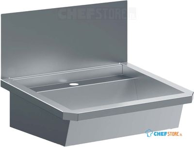 RVS WASBAK 1 KRAAN 600MMINCLUSIEF AFVOERPLUG En SPATSCHERM - Combisteel 7013.4600