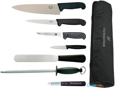 Victorinox 7-delige messenset met 21,5cm koksmes en foudraal | F221