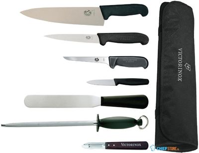 Victorinox 7-delige messenset met 21,5cm koksmes en foudraal | F221