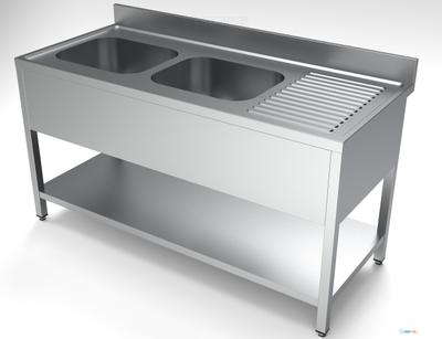 700 Spoeltafel Bodemschap 2 Links 1600, CombiSteel 7333.0850 1