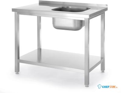 HENDI 817025 Spoeltafel met legplank, met bouten, , Kitchen Line, 1000x600x(H)850mm