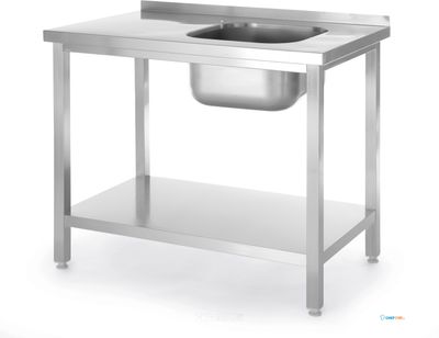 HENDI 817018 Spoeltafel met legplank, met bouten, , Kitchen Line, 1000x600x(H)850mm