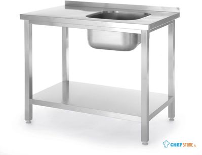 HENDI 817025 Spoeltafel met legplank, met bouten, , Kitchen Line, 1000x600x(H)850mm