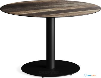 Feros 1310112120 Urban - Dining tafel frame zwart + Tropical Wood HPL Tafelblad Ø120 cm