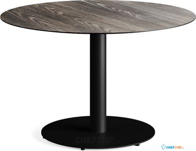 Feros 1310114120 Urban - Dining tafel frame zwart + Riverwashed Wood HPL Tafelblad Ø120 cm