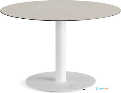 Feros 1310218120 Urban - Dining table Wit frame + Sand stone HPL Tafelblad Ø120 cm
