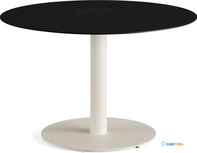Feros 1310310120 Urban - Dining tafel frame zand + Zwart HPL Tafelblad Ø120 cm