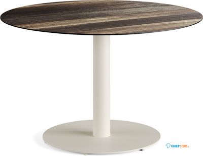 Feros 1310312120 Urban - Dining tafel frame zand + Tropical Wood HPL Tafelblad Ø120 cm