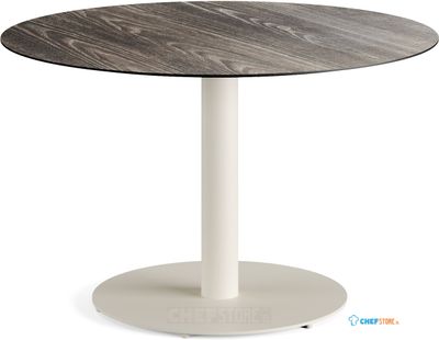 Feros 1310314120 Urban - Dining tafel frame zand + Riverwashed Wood HPL Tafelblad Ø120 cm