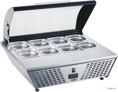 Opzetvitrine | 8x 1/6 GN | Glazen deksel | Combisteel | 7487.0040 1