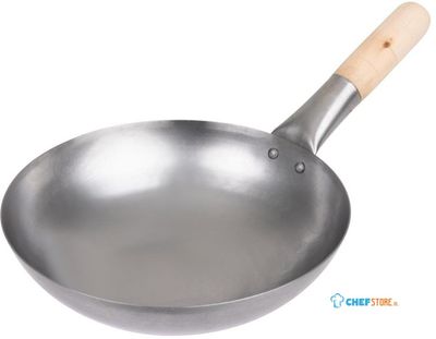 Zacht Stalen Wok | Platte Bodem | 25,5cm | Vogue | K295