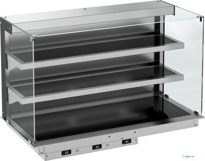 Drop-In Wandmodel Warmvitrine Keramisch Recht - Zwart 3/1, CombiSteel 7495.0360