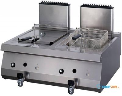 Maxima Heavy Duty Friteuse - 2 X 12 L - Dubbel - 70 cm Diep - met Tapkraan - Gas - 09395003