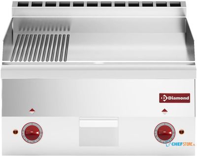 Elektrische Braadplaat - 2/3 Glad En 1/3 Gegroefd "chroom" -Top- - Diamond E60/PMCD6T-N 1