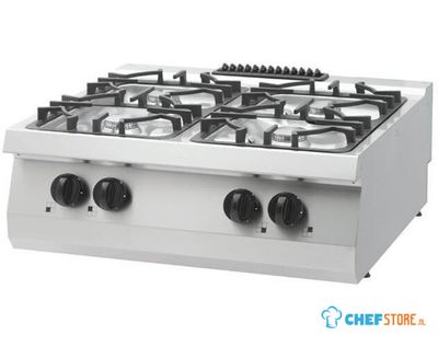 09396103 Heavy Duty Kookplaat - 4 Pitten - Dubbel - 70 cm Diep - 24 kW - Gas