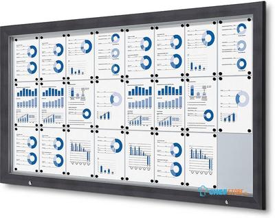 Syna Vergrendelbaar Notitiebord Outdoor met Gasveer 24x A4 RAL 7016 - SCT24XA4PHC7016JS