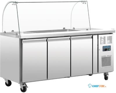 Gekoelde saladette | glazen opzetvitrine | 3-deurs, 1/1GN | Polar CT394