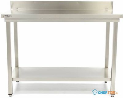 Maxima Werktafel RVS - 120 X 70 cm - Verstelbare Hoogte - met Spatrand - 09364033