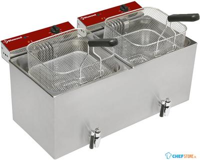 Diamond Elektrische Friteuse Tafelmodel 2x 12 Liter + Aftapkraan - F12E/D2 1