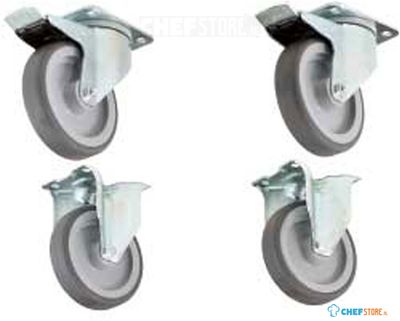 Diamond Kit van 4 wielen, 2 met rem voor steun en kast | AC/K4F 1