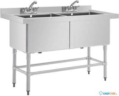 RVS Dubbele Diepe Spoelbak | Vogue | CF406