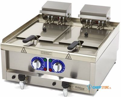 Maxima Frituurpan - 2x 10 L - 2 Manden - met Tapkraan - 400V - 09391650