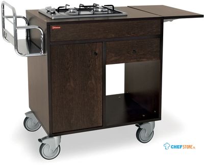 Flambeerwagen, 2 Gasbranders, "wengé", Wielen 2 Met Rem, Diamond CF/2FW 1