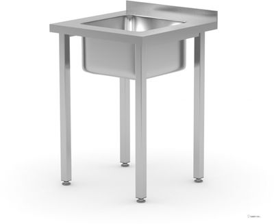 HENDI 816752 Spoeltafel, met bouten, , Kitchen Line, Spoelbak in het midden, 600x600x(H)850mm