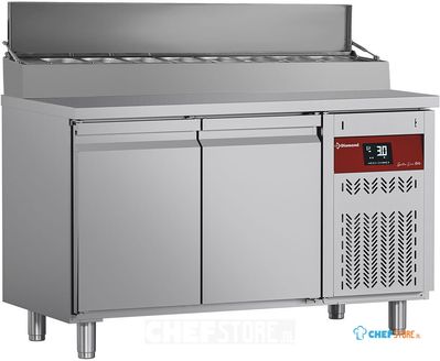 Diamond DTS-4/P9H2 Koelwerkbank geventileerd, 2 deuren GN 1/1, 260 Lit.& gekoelde structuur 7x GN 1/4