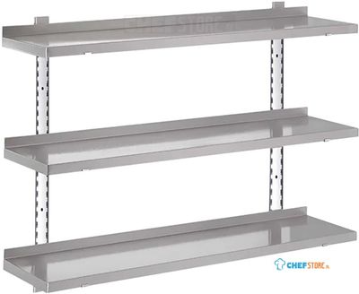 Gastro M HZ755 Gastro-M Compleet wandrek 3 niveaus 120x40cm - volledige montageset (excl. schroeven)