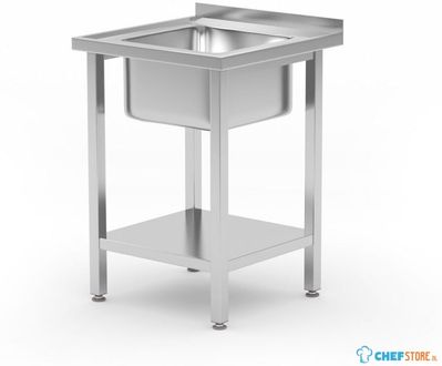 HENDI 816806 Spoeltafel met legplank, met bouten, , Kitchen Line, 600x600x(H)850mm