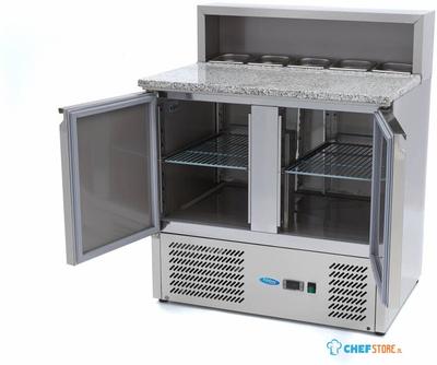 Maxima Pizzawerkbank - 90 cm - 2 Deuren - 5 X 1/6 GN - incl. RVS Afdekking - 09400200