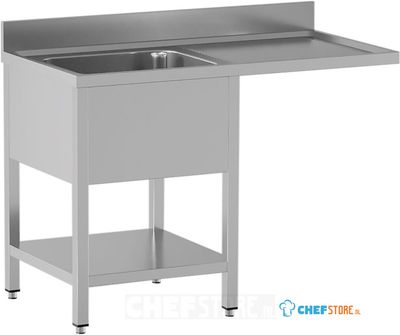 Diamond L1411/VD-SD1 Spoeltafel met 1 kuip en 1 afdruipblad rechts, met onderlegplank en ruimte voor vaatwasser