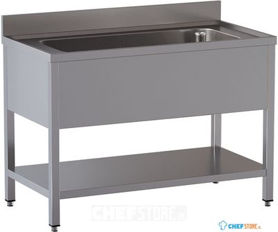 Diamond LB1211/D-SX4 Spoeltafel met 1 kuip 950x500xh350, met onderlegplank