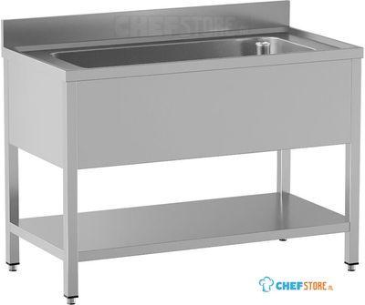 Diamond LB1611/D-SX5 Spoeltafel met 1 kuip 1400x500xh350, met onderlegplank