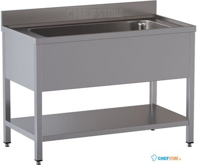 Diamond LB1611/D-SX5 Spoeltafel met 1 kuip 1400x500xh350, met onderlegplank