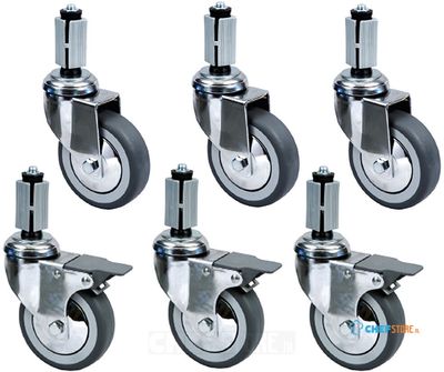 Diamond RS10S6-SA1 Set van 6 verchroomde wielen Ø 100 (3 met rem)